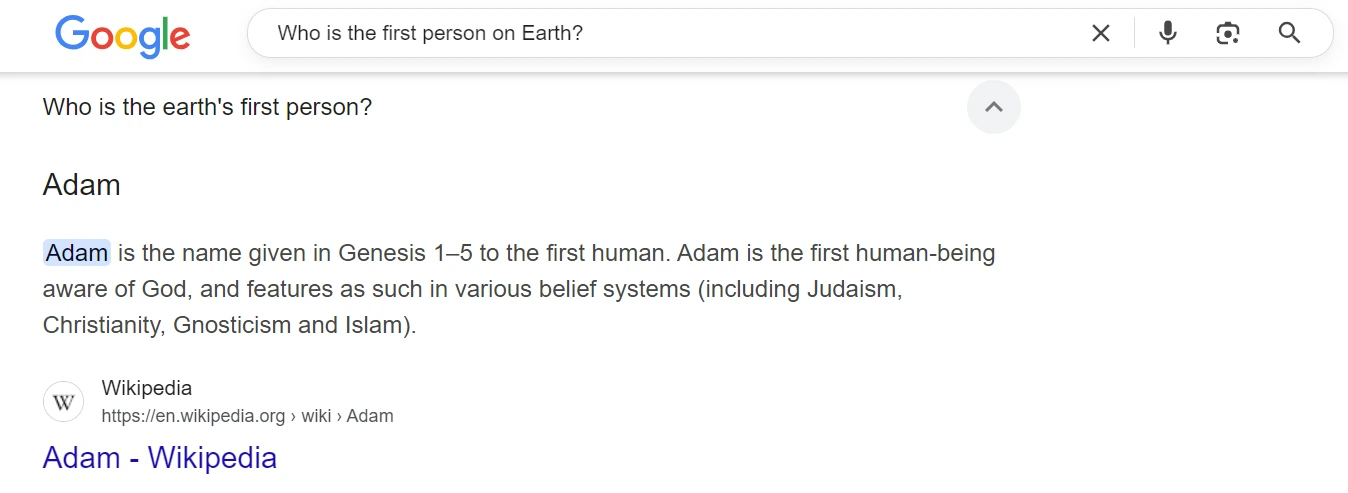 Who is the first person on Earth